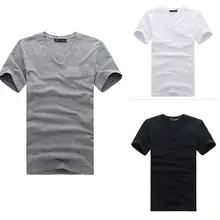 Новая модная мужская хлопковая Приталенная футболка с v-образным вырезом, однотонные футболки, топы M, L, XL, XXL, XXXL, стильная мужская облегающая футболка