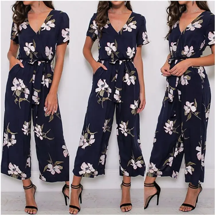 

Floral Jumpsuit Plus Size Bodysuit Overalls for Women Summer Rompers Xxxxl Xxxxxl Casual Mono Mujer Combishort Femme Ete 2019