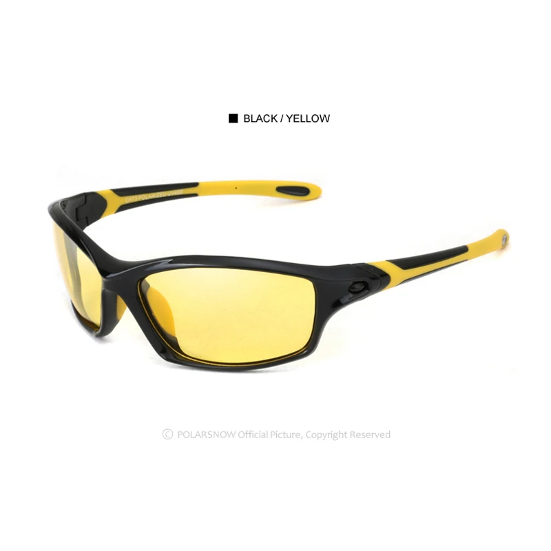POLARSNOW очки ночного видения, поляризованные линзы TR90+ резиновые очки, безопасные очки для ночного вождения, высокое качество, мужские очки P8633Y - Цвет линз: Black l Yellow