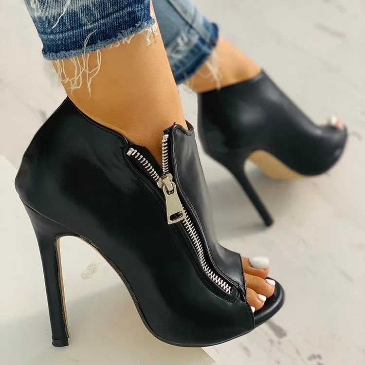 New Women summer Thin High Heels 8cm Zipper Peep Toe gladiator pumps office sandals party shoes