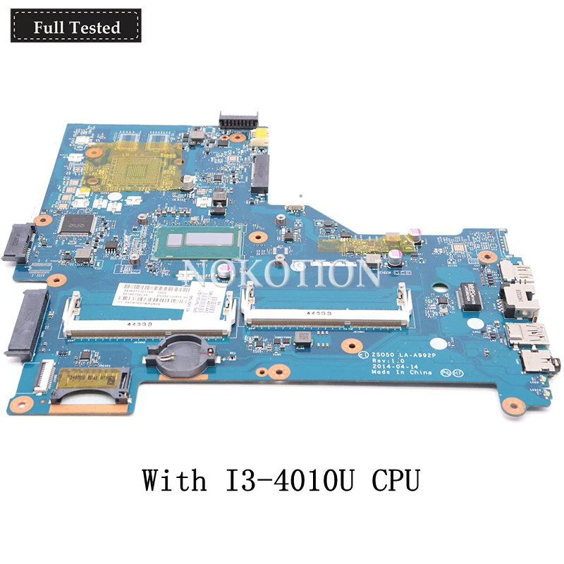 #^Special Price NOKOTION 764109-501 764109-001 ZSO50 LA-A992P For HP Pavilion TouchSmart 15-R laptop motherboard SR16Q I3-4010U
