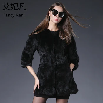 

Real Rabbit Fur Coat for Women Long Jackets Genuine Fur Coats Female Fashion Fur Waistcoat Winter Warm Natural Rabbit Fur Coat