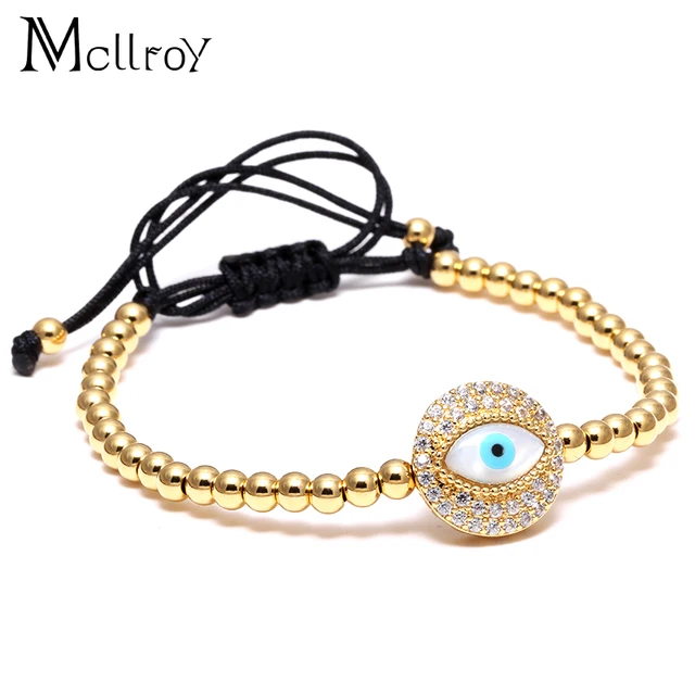 Mcilroy Femme Hommes Yeux de Fatima Hamsa Bracelet Oeil Tressage Macramé Tricot Bleu Diable Main oeil
