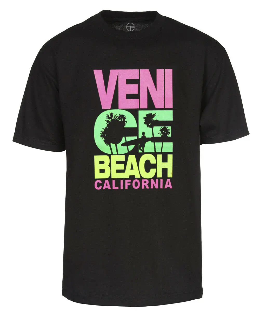 

Venice Beach Men's California 80s Cotton T Shirt- BlackUnisex More Size And Colors