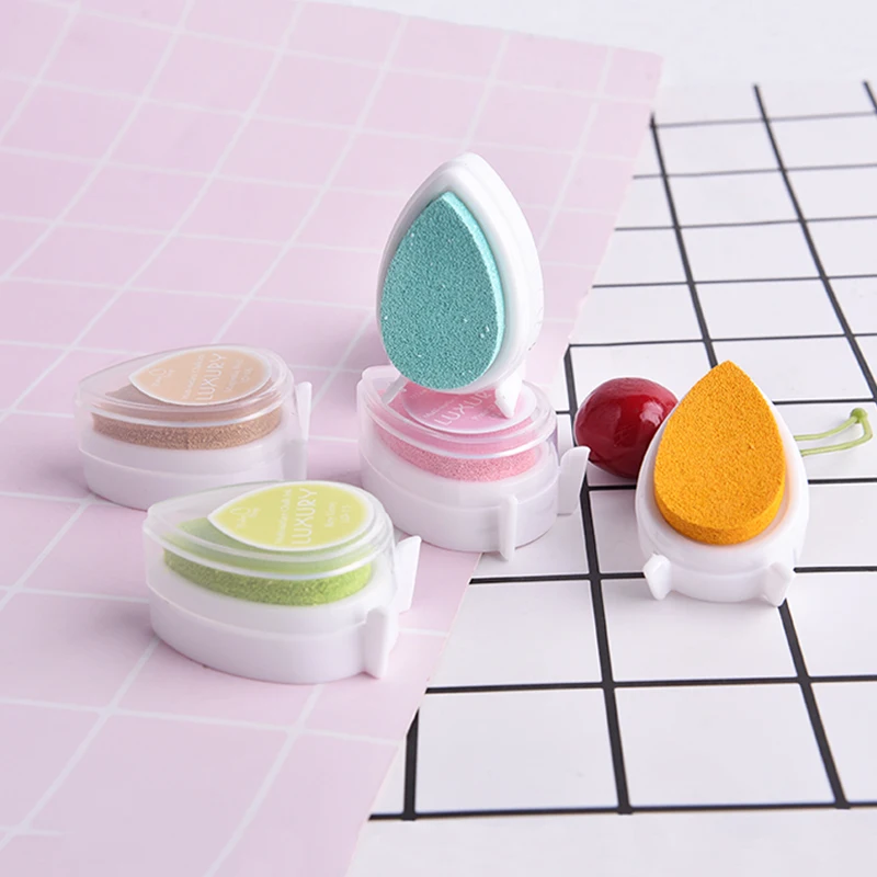 

Water Droplet Shape Color Ink Pad Colorful Finger Print Cartoon Inkpad DIY for Art Crafts Scrapbooking Decoration (6 pieces/set)