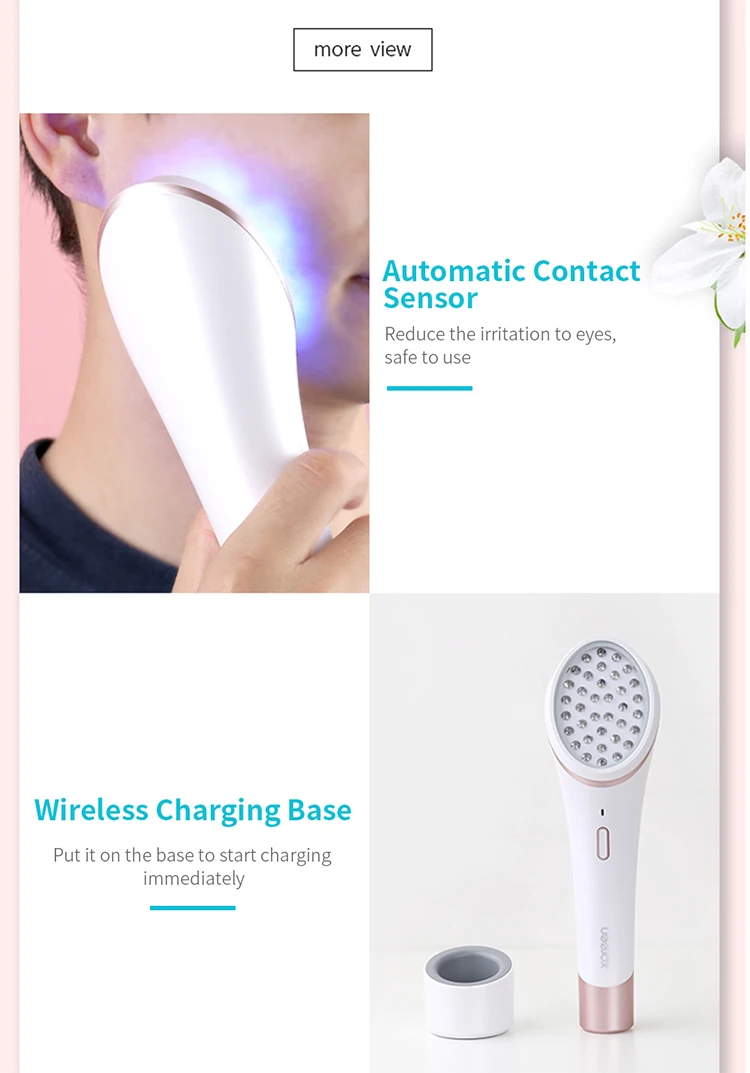 Acne Light терапия беспроводной Перезаряжаемый свет акне очистка угрей ластик с синим светом и красным светом устройство для лечения
