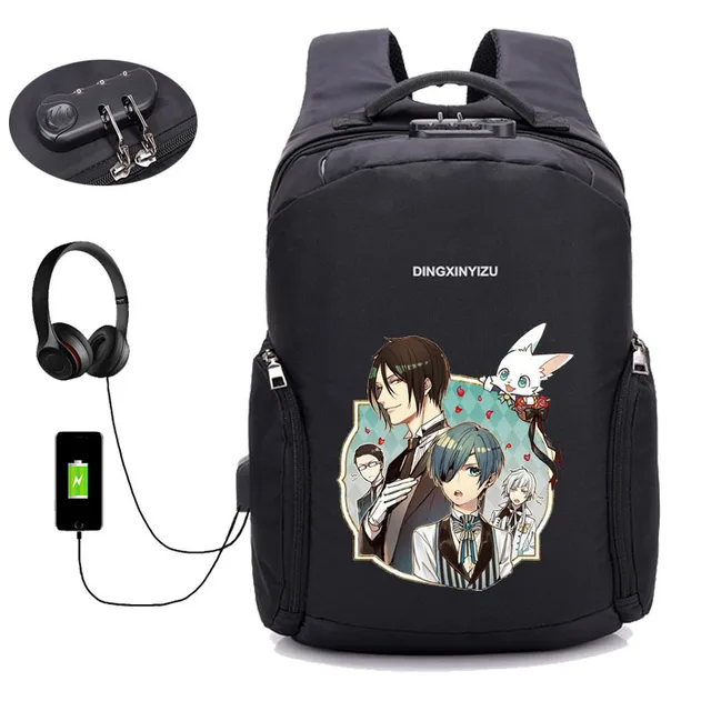 Buy Kuroshitsuji anime black butler backpack USB