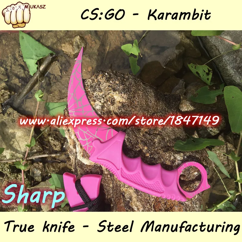 MUKASZ Тигр CS ХОДУ Counter Strike Черный Karambit Нож Шеи нож с Оболочкой Исчезают Зуб Реальная