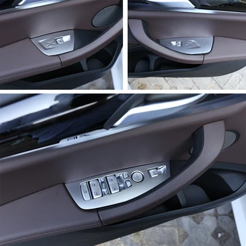 

For BMW X3 G01 2018 Car Accessories 4 Pcs ABS Silver Car Window Lift Switch Button Frame Cover Trim