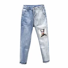 Джинсы новые свободные тяжелая работа Лидер продаж AB лицо штаны-шаровары вышивка ноги 9 штанов деним M21