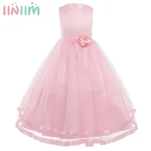 Iiniim/платье принцессы для девочек; многослойное платье без рукавов из тюля с цветочным узором для девочек; праздничное платье подружки невесты на свадьбу, день рождения