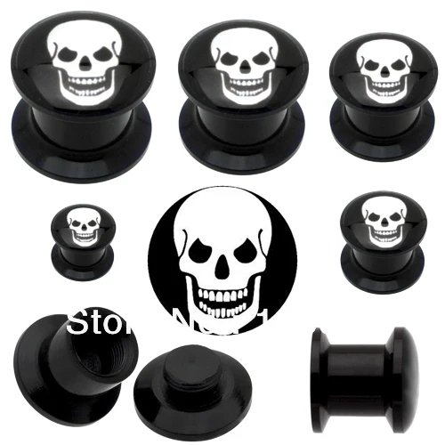 3mm 10mm Mixed Sizes Black Acrylic Skull Stash Screw Ear Plugsscrew ear plugear plugsscrew