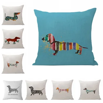 

Lovely Sausage Dog Pillow Case Linen Waist Fashion Comfortable Pillow Cover