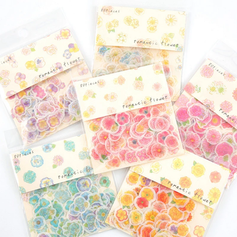 

80pcs/lot Cute Colorful Small Flower Stickers Hand Account Diary Self-Adhesive Decoration Paper Stickers School Office Suppplies