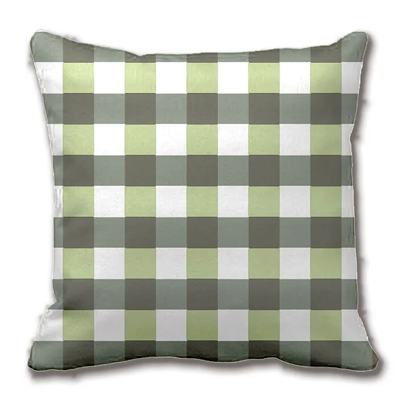 Graphical Plaid Green And Grey Checkered Throw Pillow Case Decorative