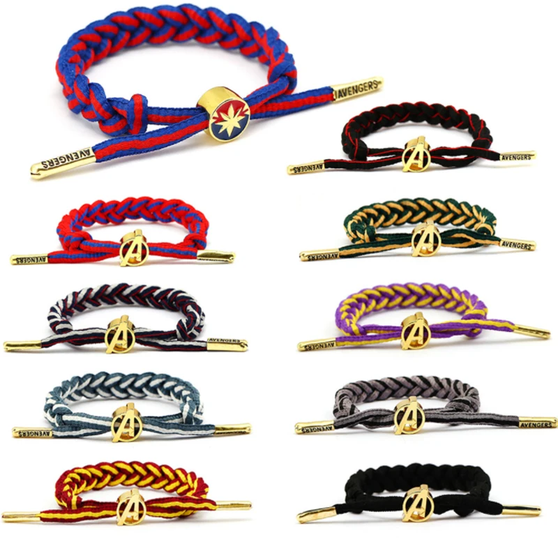 

Marvel Bracelet Captain America shield Woven Bracelets Iron Man Tony Stark Arc Reactor The Avengers Gem Charm Bracelet Bangles