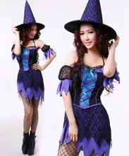 Ensen deluxe azul hoja hem dress con capucha de alta calidad de cosplay bruja de halloween para las mujeres traje sexy traje de seducción uniforme