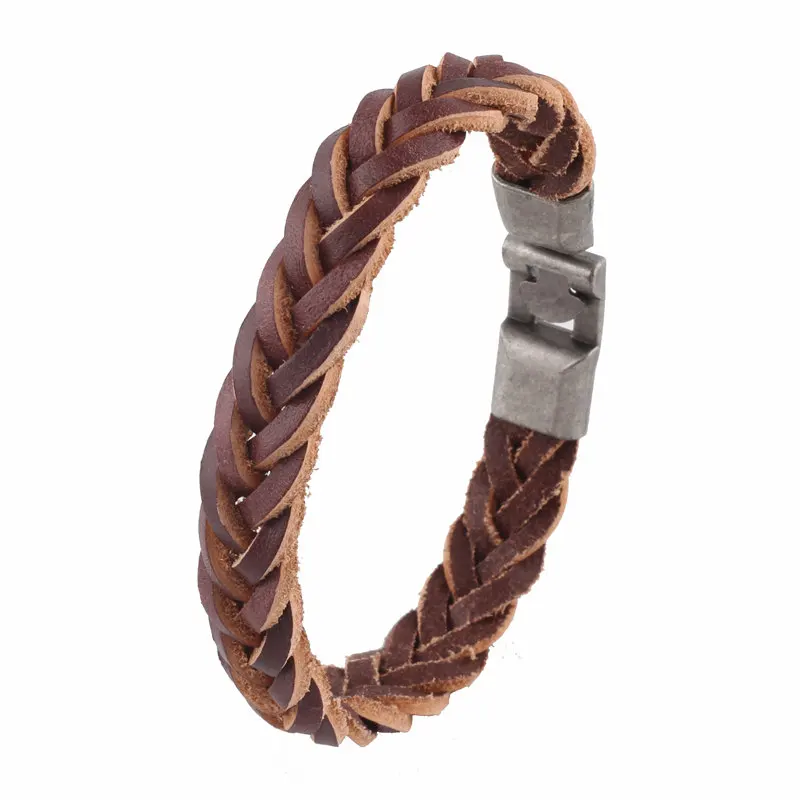 Плетеный черный/коричневый кожаный браслет для мужчин и женщин оплетка амулеты браслет для мужчин и женщин