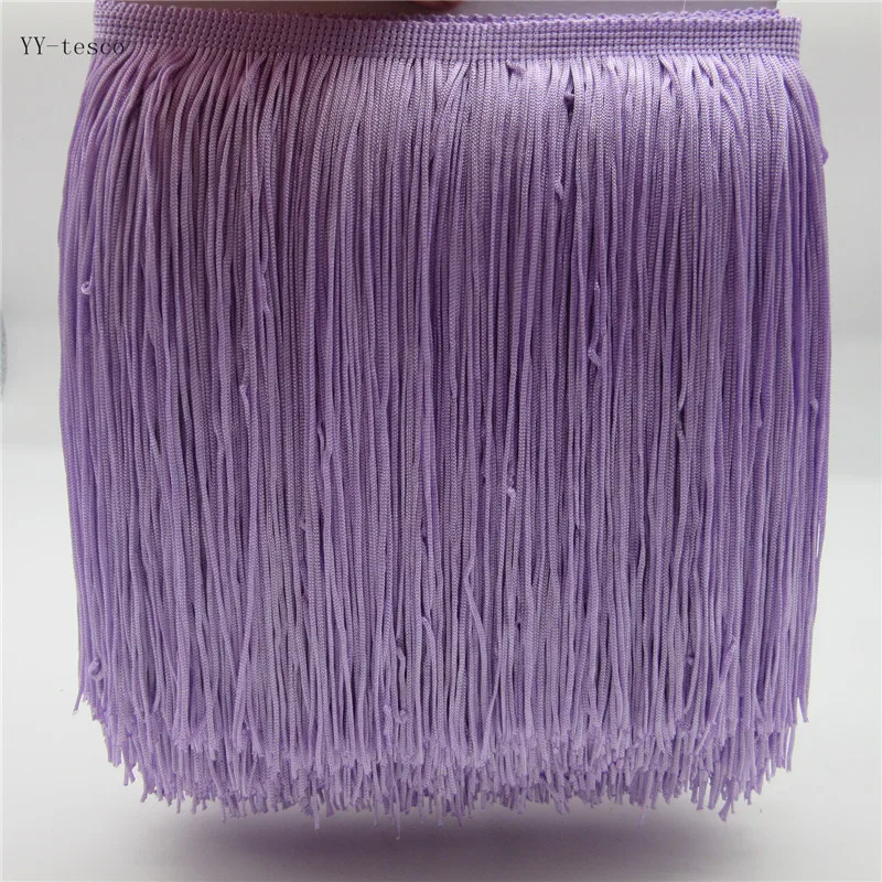 YY-tesco 1 ярд 20 см длинная полиэфирная кружевная бахрома с кисточками кружевная отделка Лента пришить латинское платье сценическая одежда занавес DIY аксессуары - Цвет: Light purple