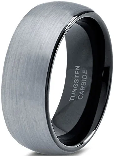 Унисекс черный Вольфрам обручальное кольцо 8 мм для мужчин и женщин удобная посадка купольные круглые матовый TU072R