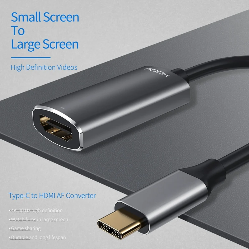 ROCK usb type C к HDMI Кабель-адаптер USB-C к HDMI адаптер конвертер «Папа-мама» для MacBook Matebook samsung S10 huawei P20