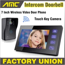 7 ” Wireless Video porteros del timbre del teléfono Intercom con Key Touch cámara IR a prueba de lluvia home Video Intercom sistema de venta al por mayor / ventas al por menor