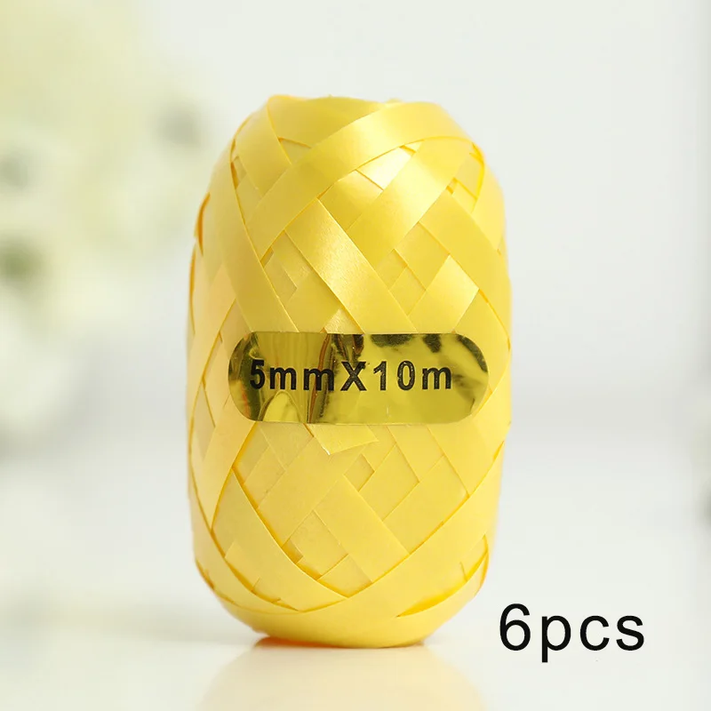 yellow 6pcs 100cm rugby color ribbon wedding party children birthday decoration streamers balloon strap - Цвет: yellow