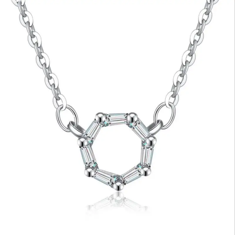 

Everoyal New Arrival Lady Silver 925 Clavicle Necklace Jewelry Female Fashion Crystal Round Pendant Necklace for Lady Bijou Girl
