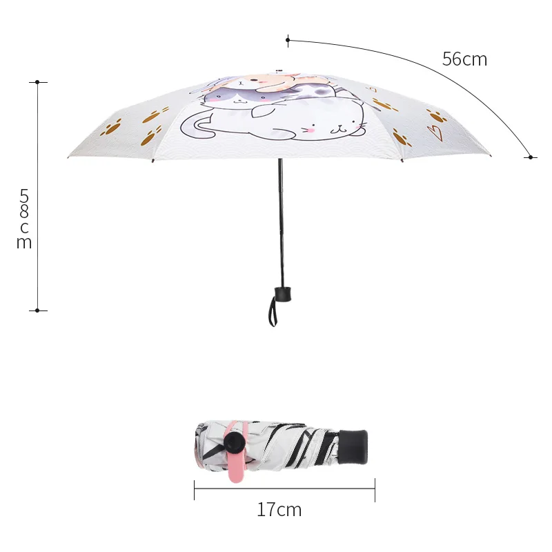 Зонт от дождя женский мини Прозрачный Солнцезащитный УФ подарок TTK кошка милые детские зонтики зонтик Детский зонтик для девочек