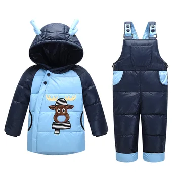 

2019 All new Toddlers Baby Winter Clothes Cartoon embroidery Duck Down Baby Outwear Jackets set Infant Thicken down wear