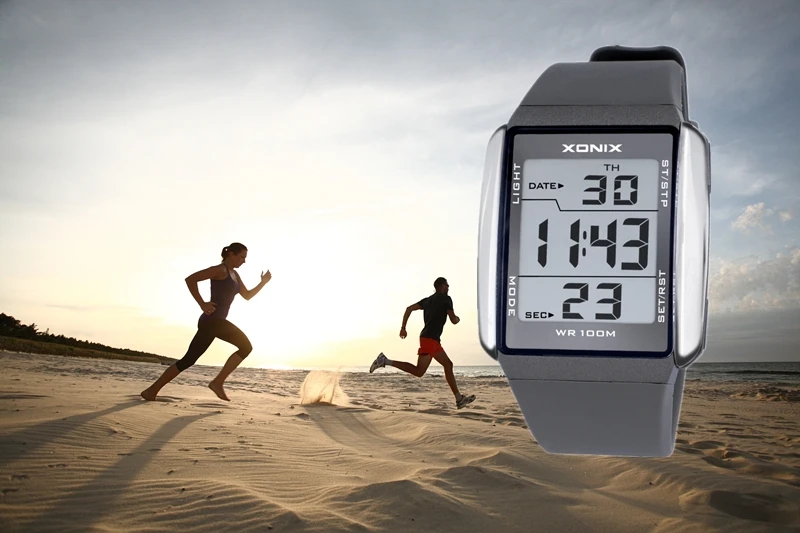 Xonix Для мужчин Спортивные часы Водонепроницаемый 100 м открытый весело многофункциональный цифровой часы Одежда заплыва Бег Led наручные часы Montre Homme