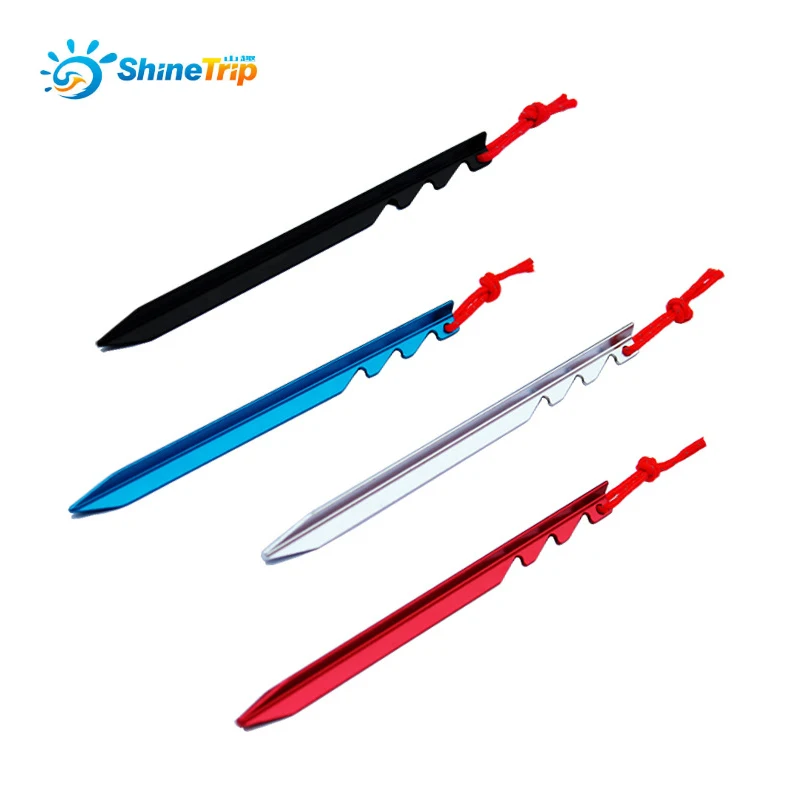 

Shinetrip 6pcs/lot adjustable touch point aluminum alloy tent pegs Multi tooth peg Super light stake camping tent accessories