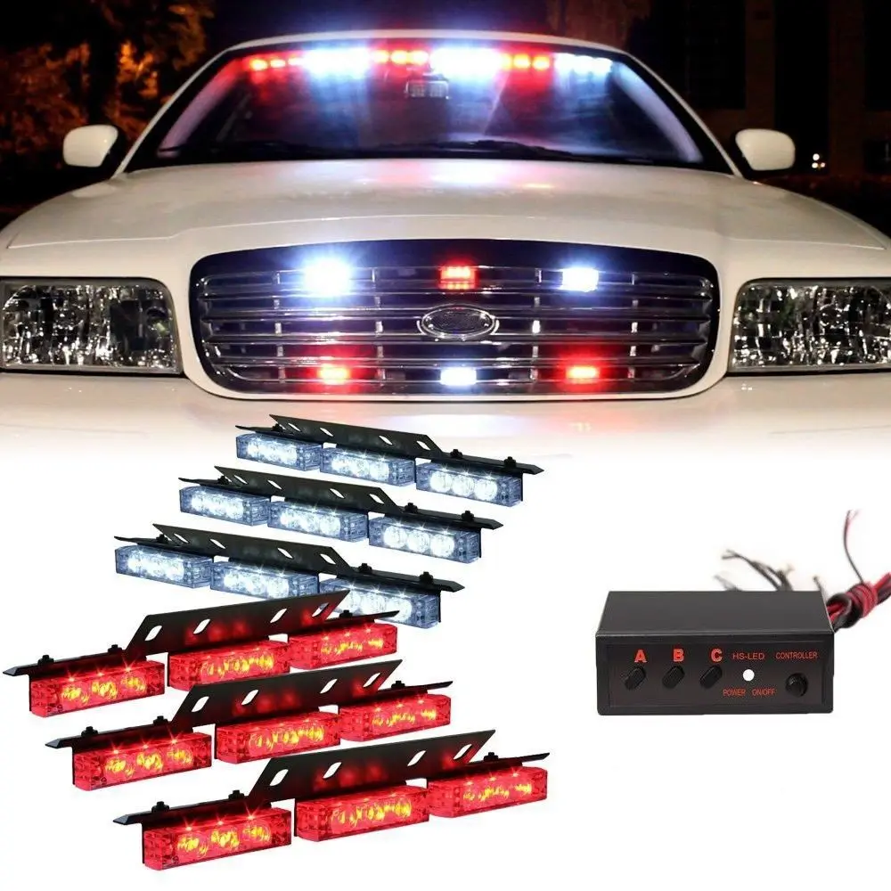 Super Bright 12V 54Led Car Flash Strobe Emergency Warning Light Police