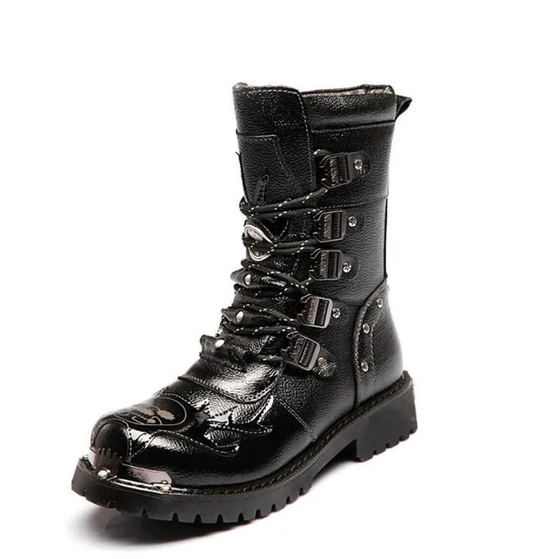Quality Genuine Leather Men high Boots Black Military Boots Tactical