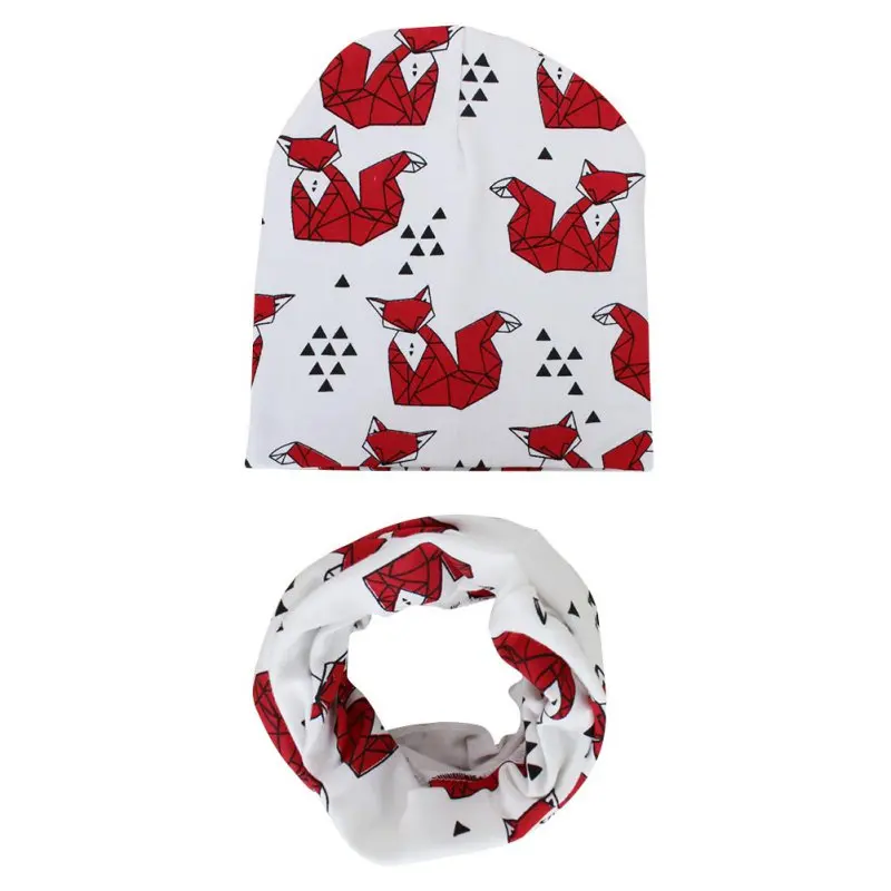 

Cotton Baby Hat Set Ice Cream Love Print Cotton Cap Baby Hats Newborn Hat Children Scarf Collar Boys Beanie Kids Cap for Girls
