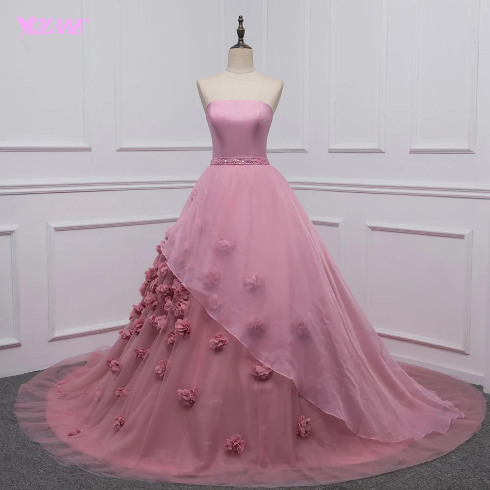 YQLNNE бальное платье Пышное Платье миди платья 3D цветы сладкий 16 платье - Цвет: Dusky Pink