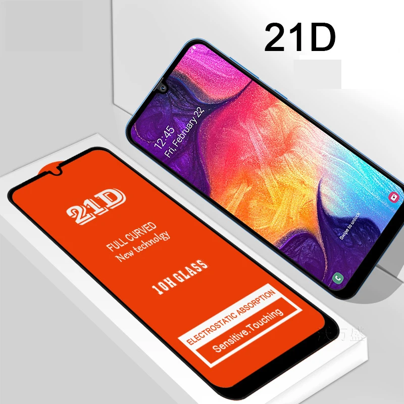 100pcs Full Glue 21D Screen Protector Tempered Glass For Samsung S10 E M30 M20 M10 J8 J4 A8 A6 Plus Anti-Scratch Full Cover