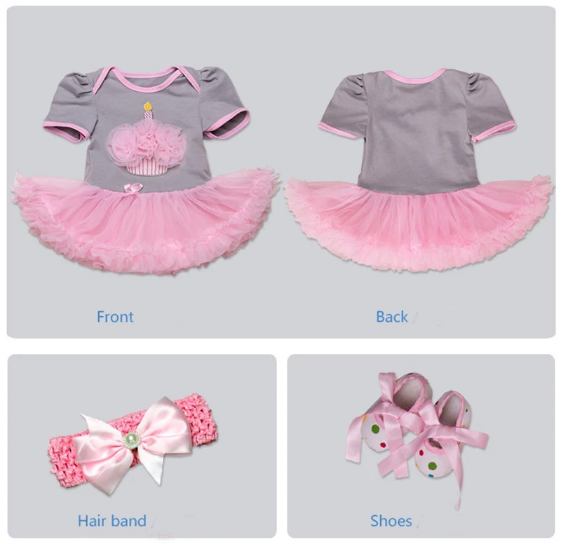 22 дюймовая детская кукольная одежда, хорошее качество, милый розовый комбинезон, платье для 55 см, силиконовая кукла реборн, DIY кукла, аксессуар