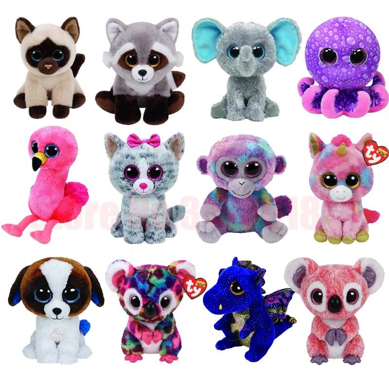 

Ty Beanie Boos 6" 15cm Poodle Dog Owl Fish Bunny Penguin Turtle Lamb Cat Elephant Plush Big-eyed Stuffed Animal Doll Toy