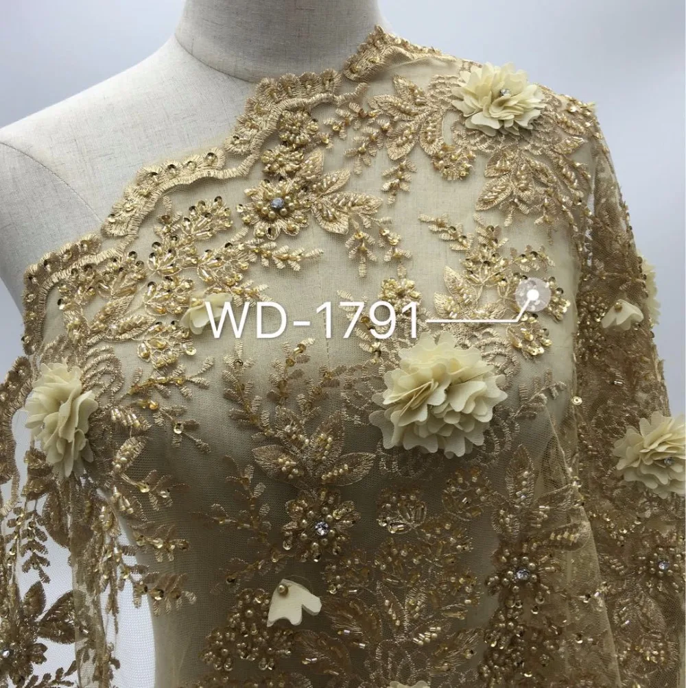 Золотая кружевная ткань кружево с вышивкой по сетке Свадебный букет кордовое кружево светло-золотой блестящий кружевной материал для свадьбы