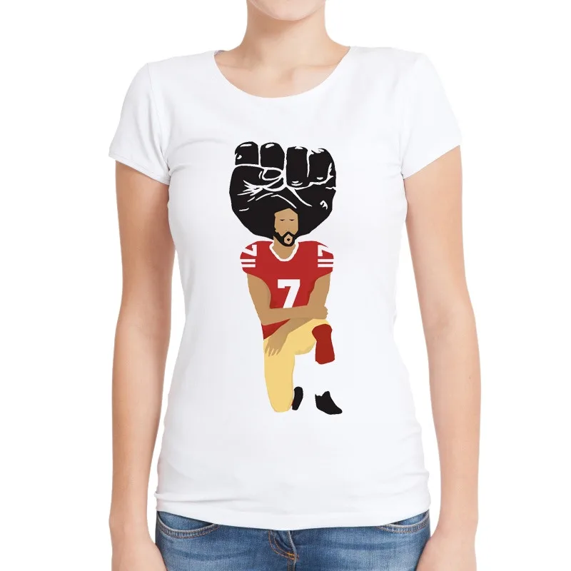 Hot-Sales-Colin-Kaepernick-Kneeling-Women-T-Shirts-Short-Sleeve-O-Neck-Tee-I-m-With