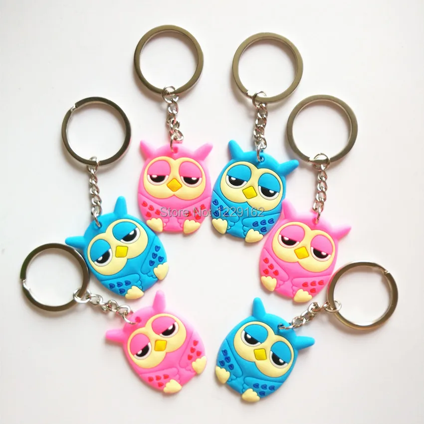 

HOT !! Free shipping 6pcs/lot PVC Cartoon Owl Keychain Pandent Key Chain Creative Gift Ring Key Holder Souvenirs/party gift