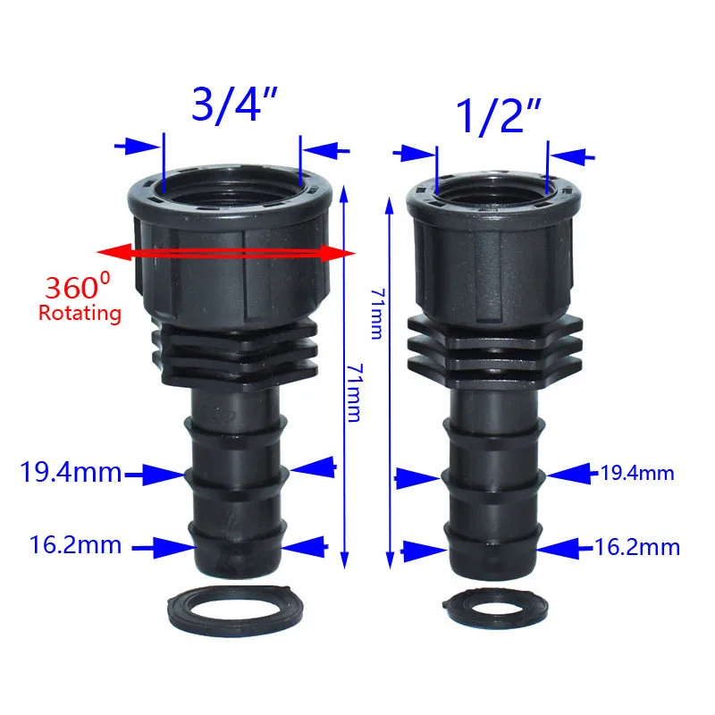 Полив сада женский 3/4 к 1/2 шланга разъем 1/2 до 20 Торцевая заглушка, мм barb кран шланга соединитель адаптера 1 шт