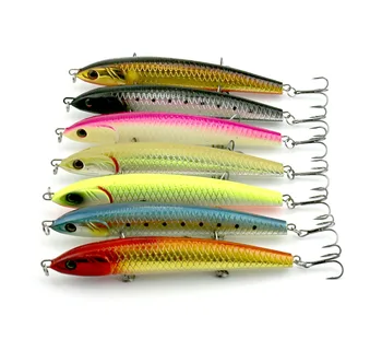 

7Pcs 13.5cm 22g Pencil Fishing Lure Deep Water Boating SwimBait Plastic Sinking Artificial Quanlity Tackles Hook 3D Laser Eyes