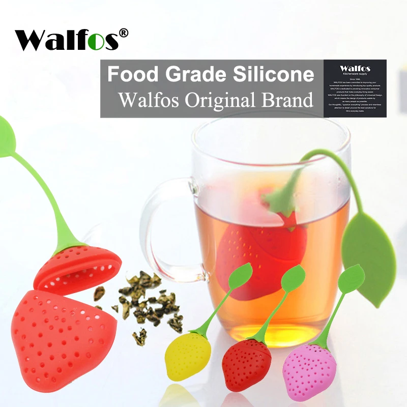 WALFOS Silica Gel Strawberry Tea Strainer Bag Tea Strainer Bag Ball Sticks Loose Herbal Spice