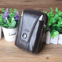 Золотой коралловый Натуральная кожа Мужская поясная сумка маленький бумажник, кошелек Карманный мобильный мешочки для телефона дорожная Поясная Сумка пояс бедра ягодицы сумка