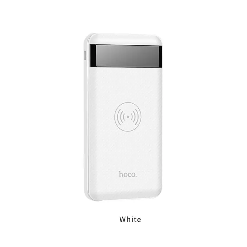 HOCO Qi Беспроводное зарядное устройство power Bank 10000 мАч портативный двойной USB с цифровым дисплеем внешний аккумулятор power bank для iphone X 8 - Цвет: white