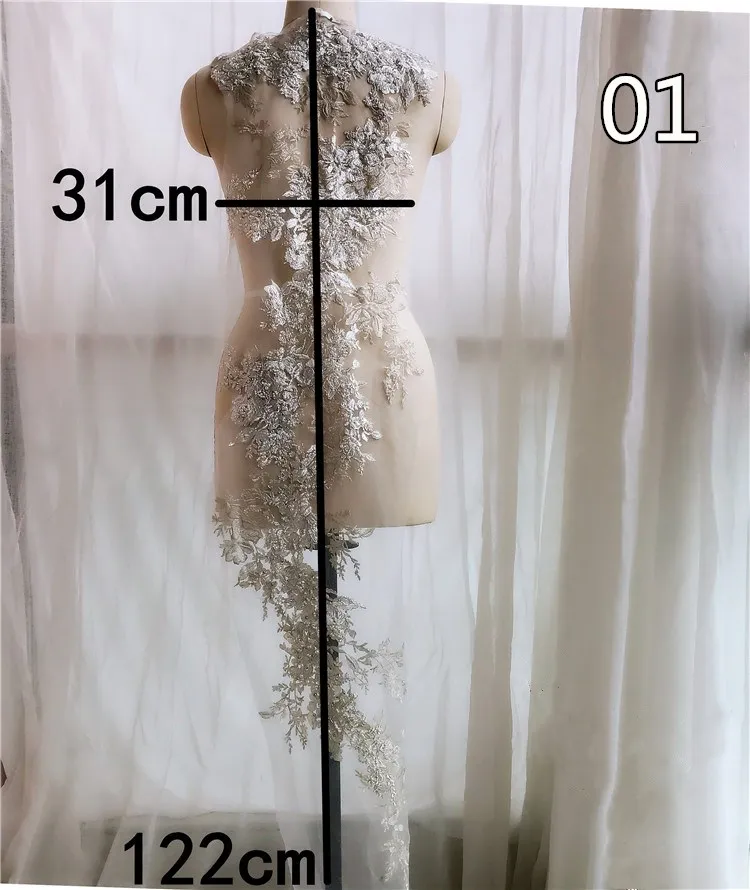 Дизайн вышитое кружевное свадебное платье с блестками аппликация DIY свадебный головной убор кружевной воротник кружевная ткань патч 31*122 см RS2122