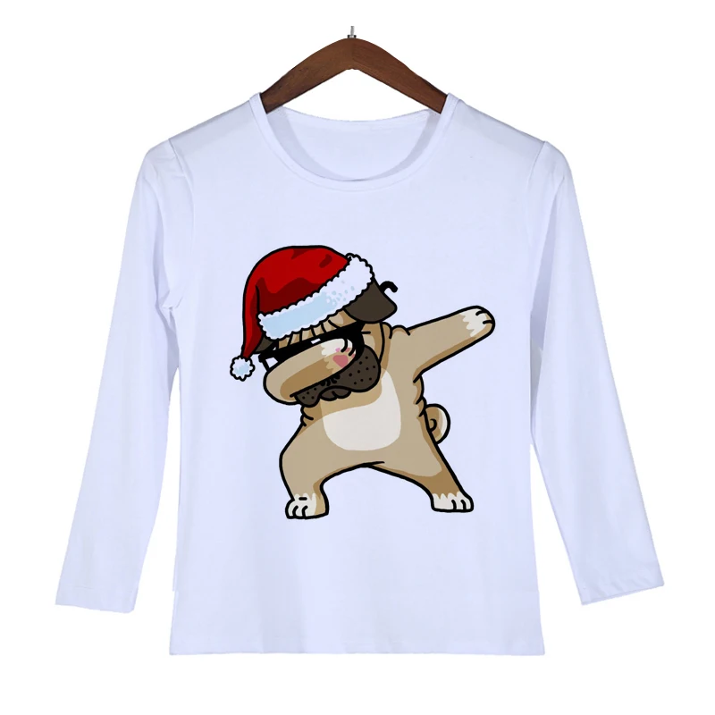 Весенне-осенняя Забавная детская футболка с изображением единорога детская одежда с длинными рукавами с изображением Санта-Клауса футболка для маленьких мальчиков и девочек Y2-2 - Цвет: 3