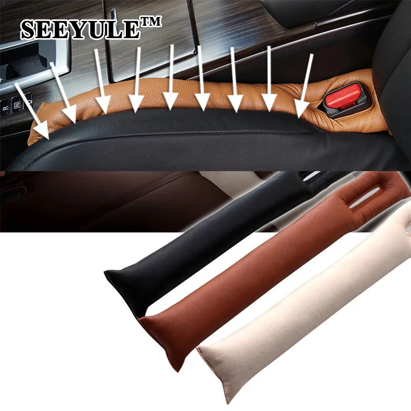 

2pcs/set SEEYULE Universal Car Seat Gap Cover Leak Pad Proof Plug Stopper Slot Cover PU Leather Protector for VW Audi Toyota